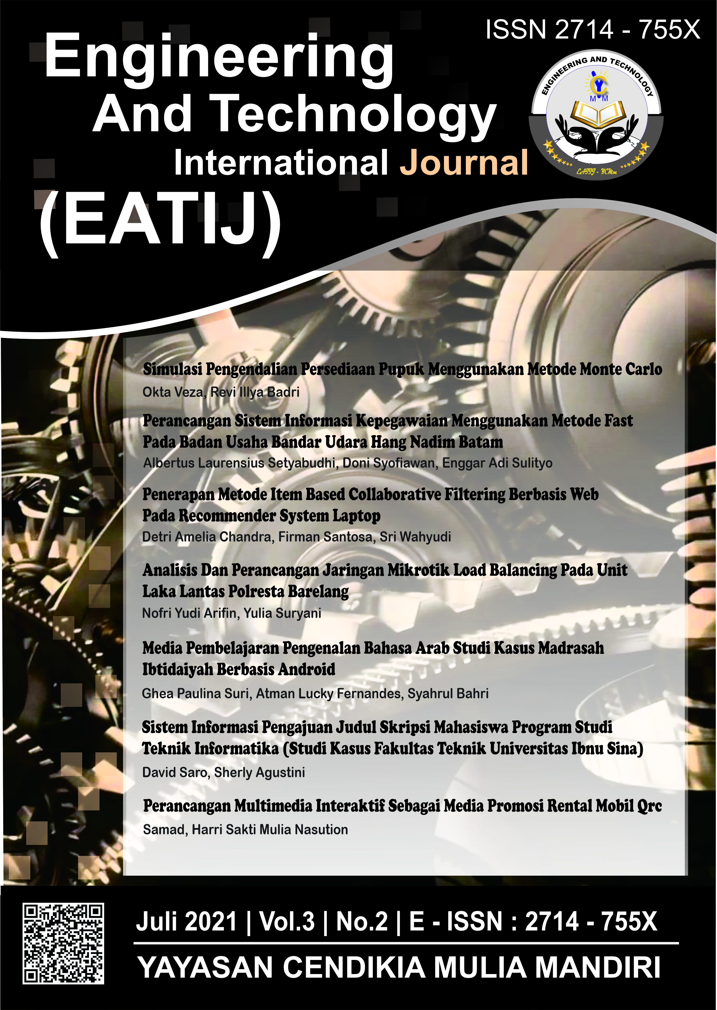 					View Vol. 3 No. 02 (2021): Engineering and Technology International Journal (EATIJ)
				