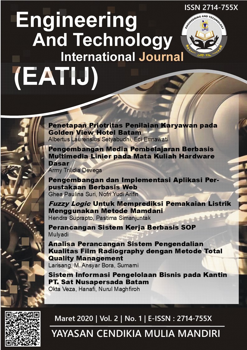 					View Vol. 2 No. 01 (2020): Engineering and Technology International Journal (EATIJ)
				